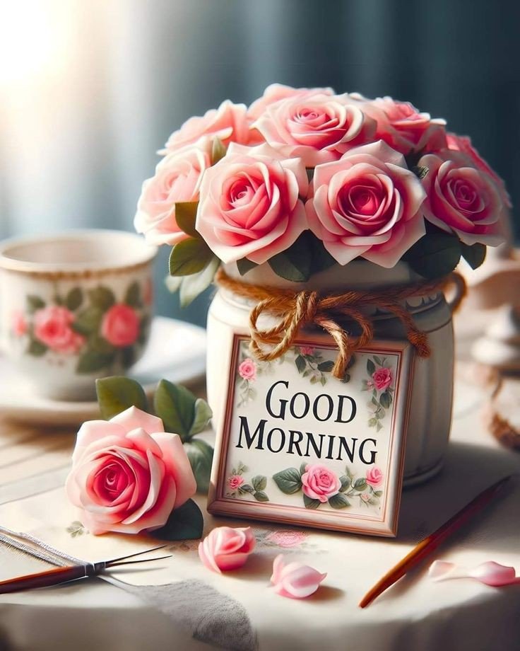 images good morning with flowers